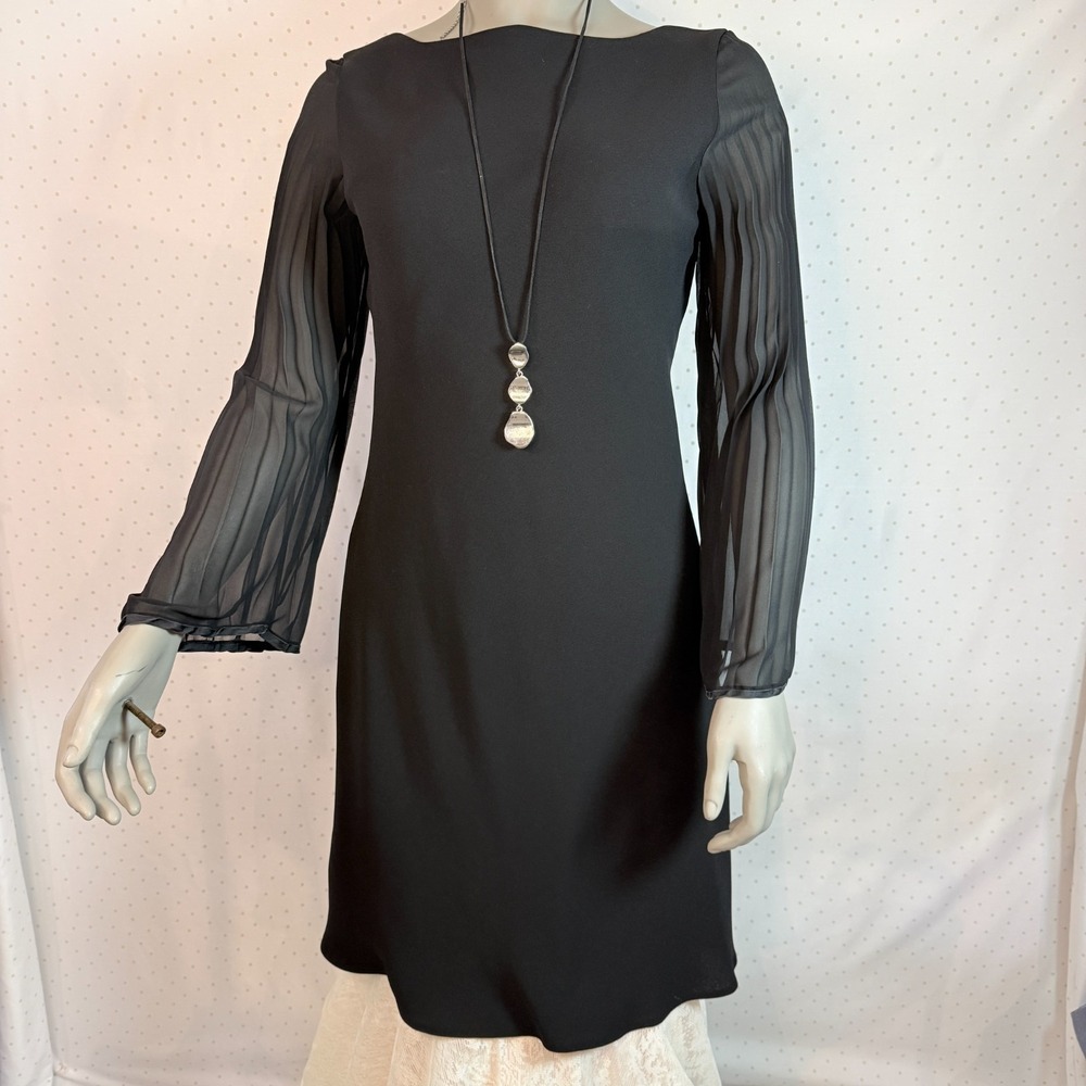 Vintage Jones New York Sheer Flare Accordion Sleeve Cocktail Dress Size 12P